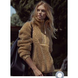 Varley Appleton Half Zip Sherpa Pullover Mustard Gold Size Small